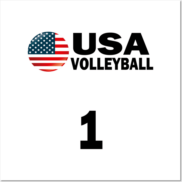 USA Volleyball #1 T-shirt Design Wall Art by werdanepo